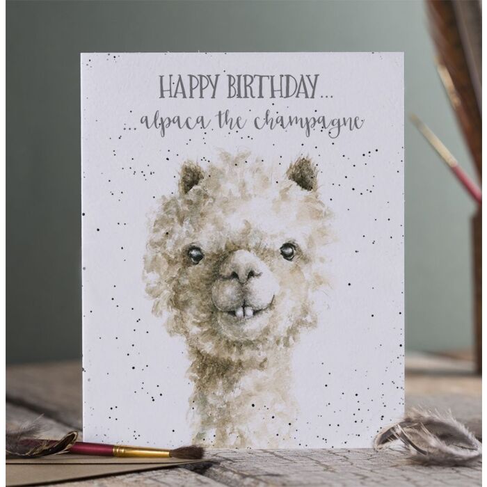 Wrendale Designs "Alpaca the Champagne" Alpaca Birthday Card